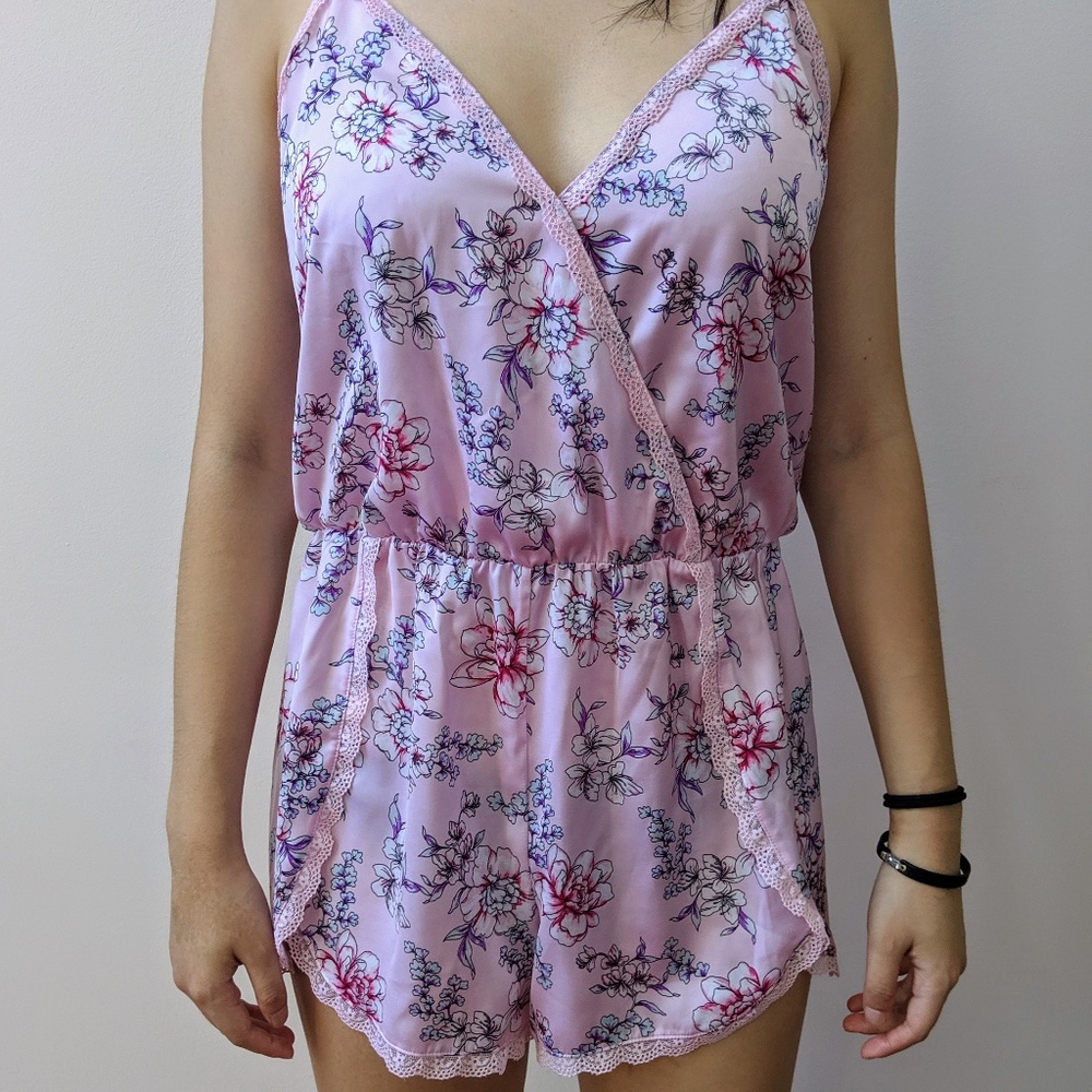 NWOT INC Pink Flower Romper